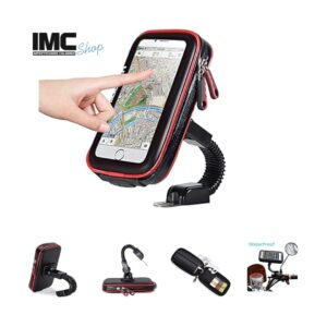 Bolsa impermeable para montaje en motocicleta, Cheeroyal, universal, con interruptor de 360°, soporte para moto, soporte para teléfono, soporte para espejo retrovisor, para iPhone para smartphone