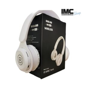 Audifono con Micrófono inalámbrico SGS-BB, color blanco, Auriculares de lujo, auriculares de calidad, Auriculares FM, Audifonos con Radio FM