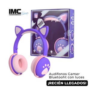 Auriculares para Niños Inalámbricos con Luz LED, Auriculares de Diadema con Orejas de Gato para Niñas, Bluetooth Plegables Auriculares con Micrófono